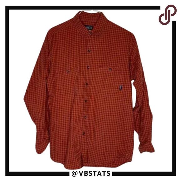 Patagonia Orange-Rust Plaid Long Sleeve Outdoor Adventure Shirt in Size Medium - Picture 1 of 7